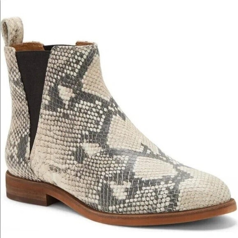 Lucky Brand Womens  Haylia  Beige Black Snake Print Ankle Chelsea Boots Sz 7.5